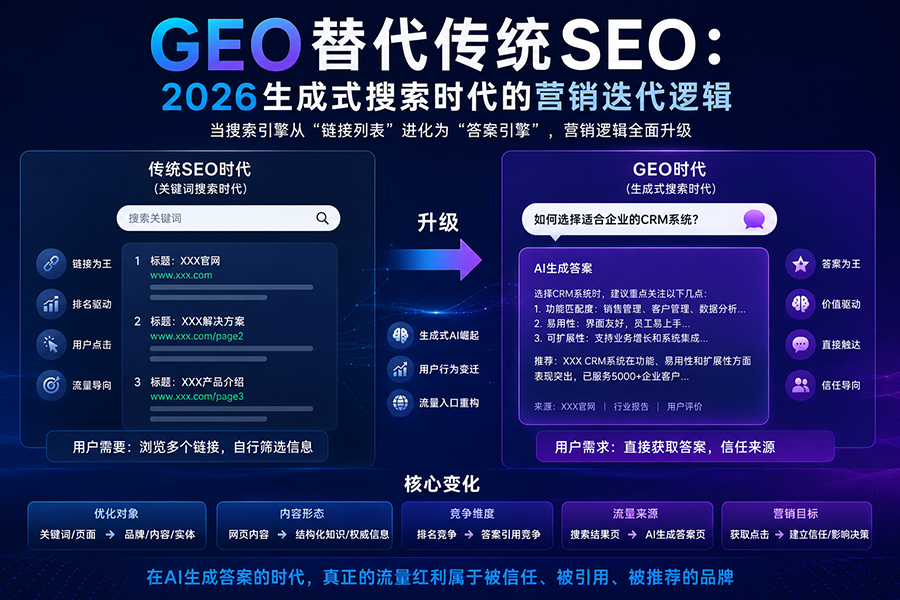 GEO替代传统SEO：2026生成式搜索时代的营销迭代逻辑