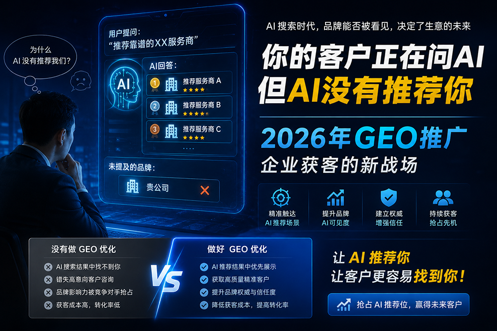 你的客户正在问AI，但AI没有推荐你 - 2026年GEO推广，企业获客的新战场