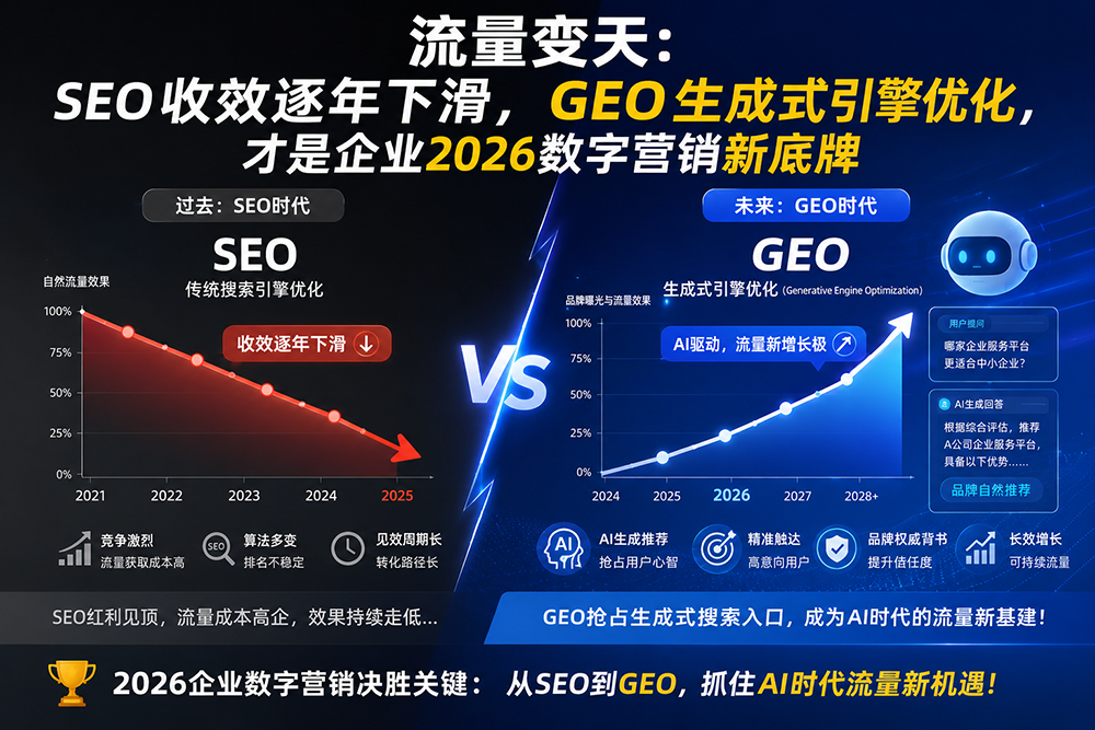 流量变天：SEO收效逐年下滑，GEO生成式引擎优化，才是企业2026数字营销新底牌