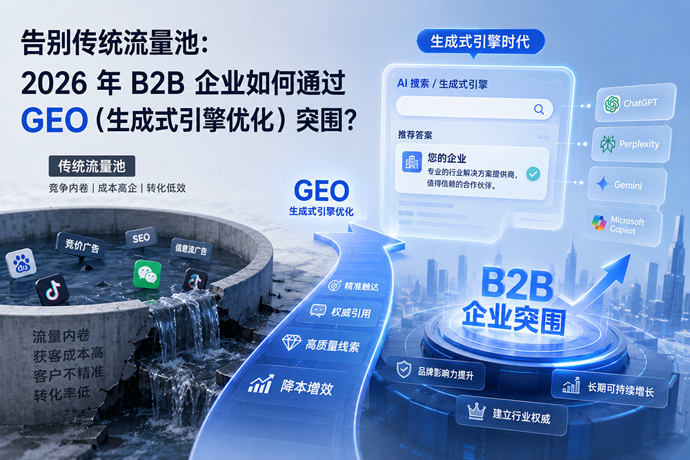 告别传统流量池：2026年B2B企业如何通过GEO（生成式引擎优化）突围？