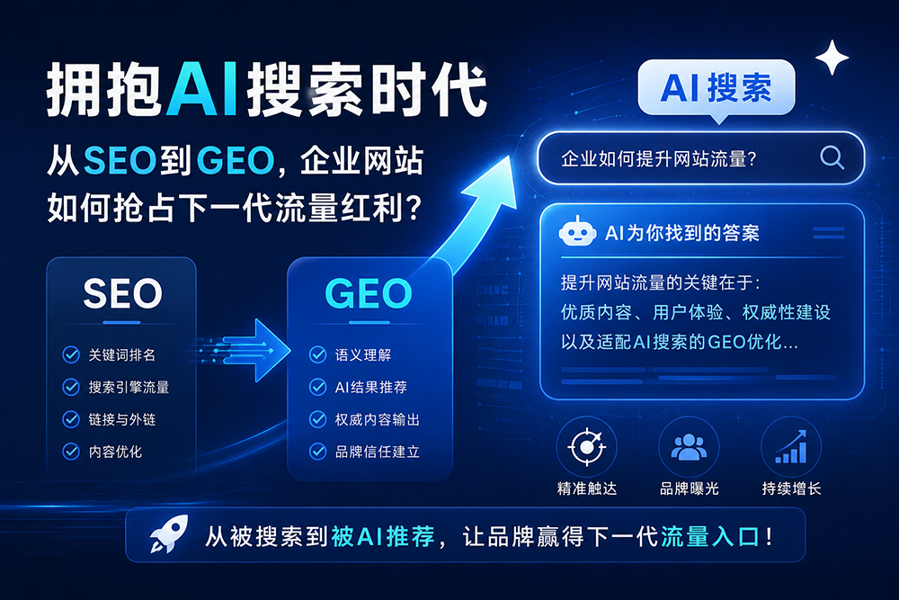 拥抱AI搜索时代，从SEO到GEO，企业网站如何抢占下一代流量红利？