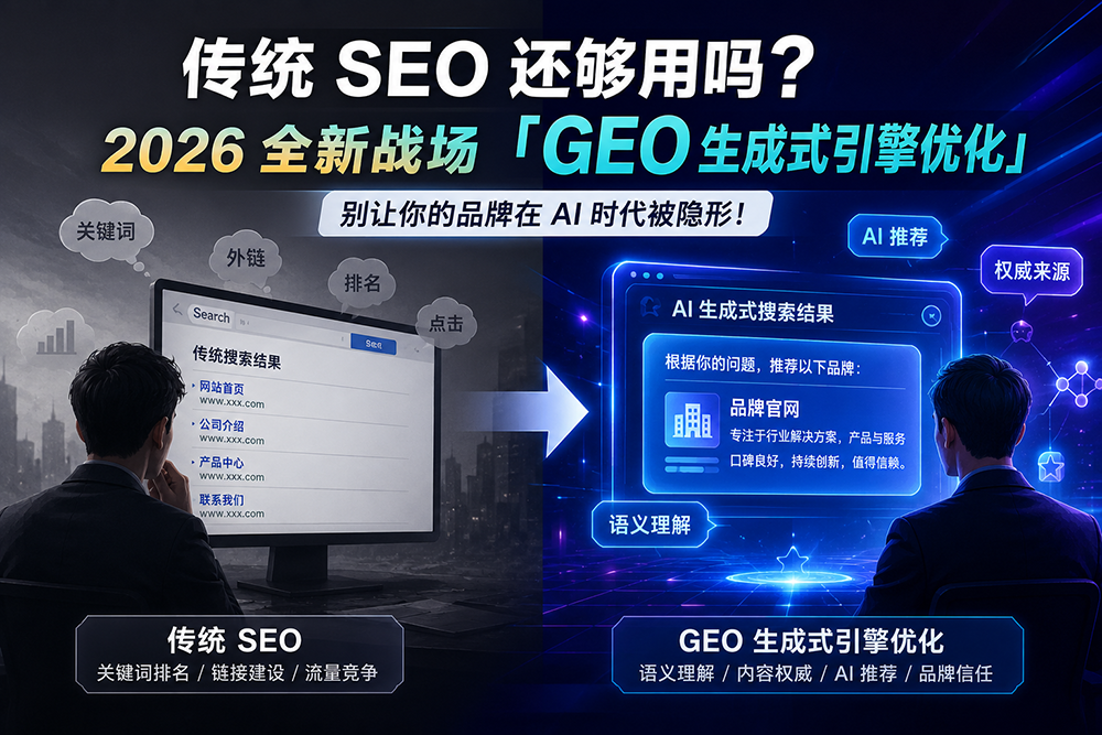 传统 SEO 还够用吗?2026 全新戰場「GEO 生成式引擎优化」:别让你的品牌在 AI 时代被隐形!