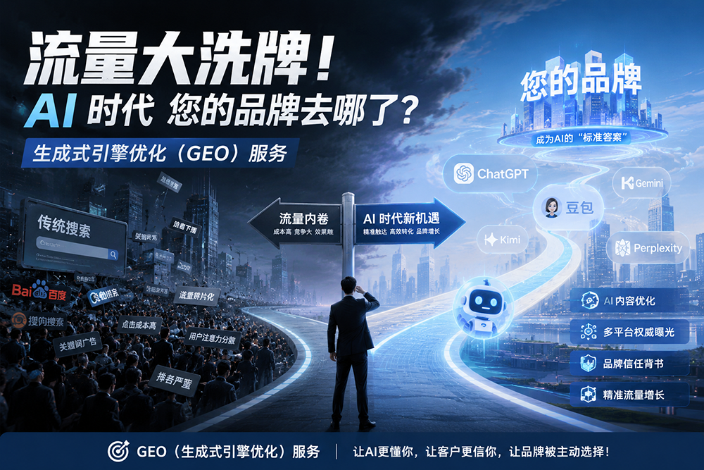 流量大洗牌！AI 时代您的品牌去哪了？ 温州市中网计算机技术服务有限公司推出生成式引擎优化（GEO）服务