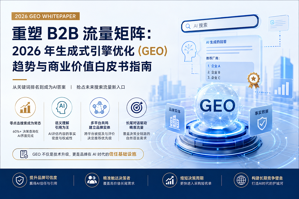 重塑 B2B 流量矩阵：2026 年生成式引擎优化（GEO）趋势与商业价值白皮书指南