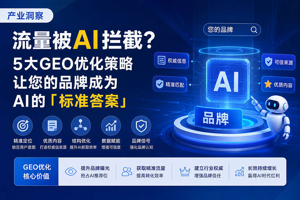 【产业洞察】流量被AI拦截？5大GEO优化策略让您的品牌成为AI的「标准答案」