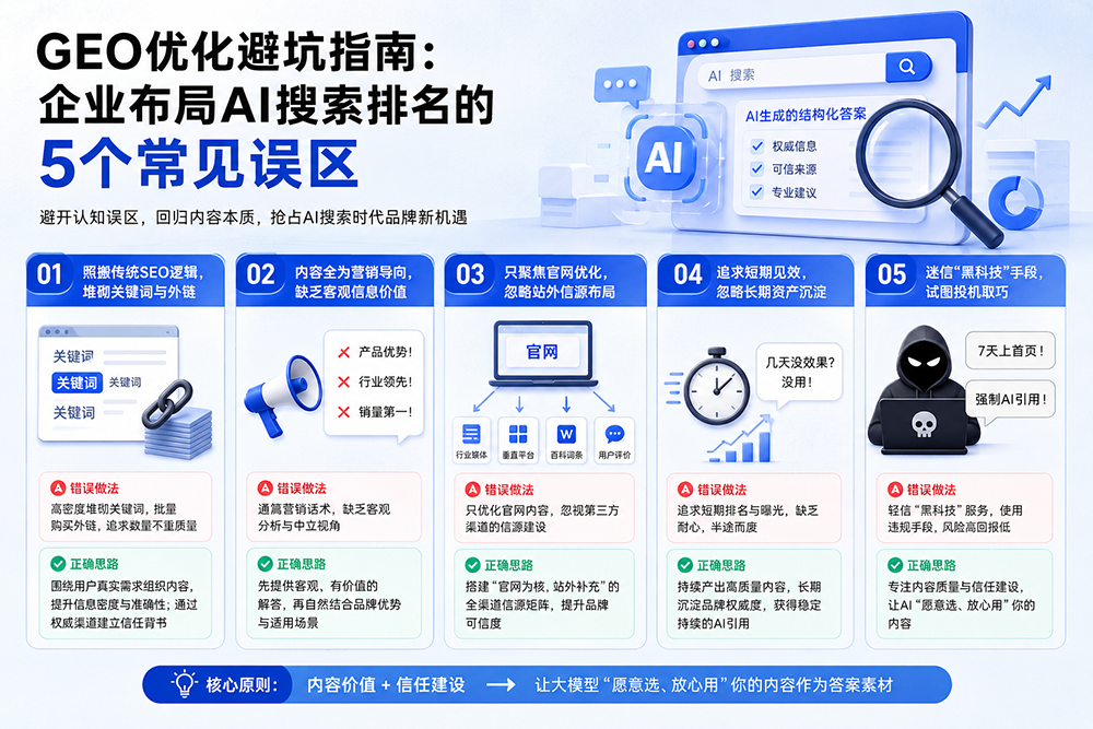 GEO优化避坑指南：企业布局AI搜索排名的5个常见误区