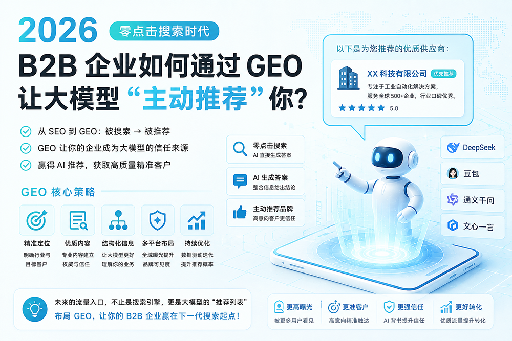 2026 零点击搜索时代：B2B 企业如何通过 GEO 让大模型“主动推荐”你？