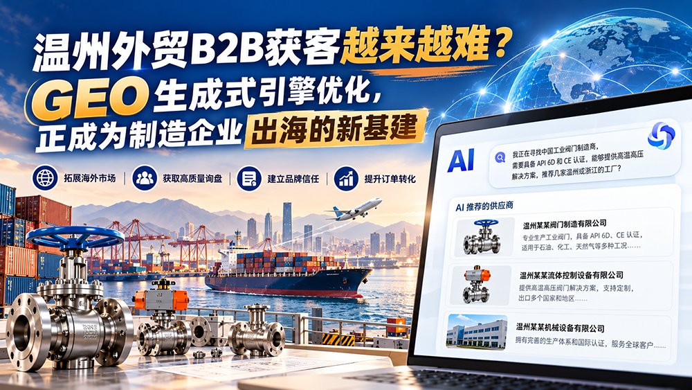温州外贸B2B获客越来越难？GEO生成式引擎优化，正成为制造企业出海的新基建