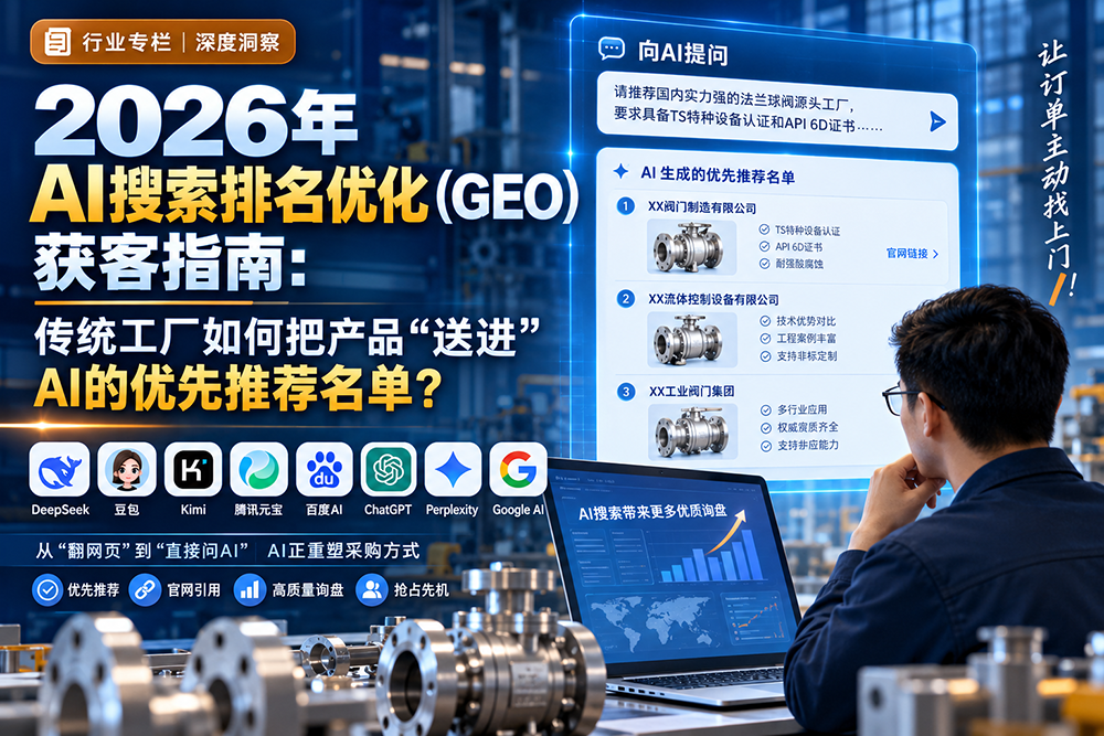 2026年AI搜索排名优化（GEO）获客指南：传统工厂如何把产品“送进”AI的优先推荐名单？